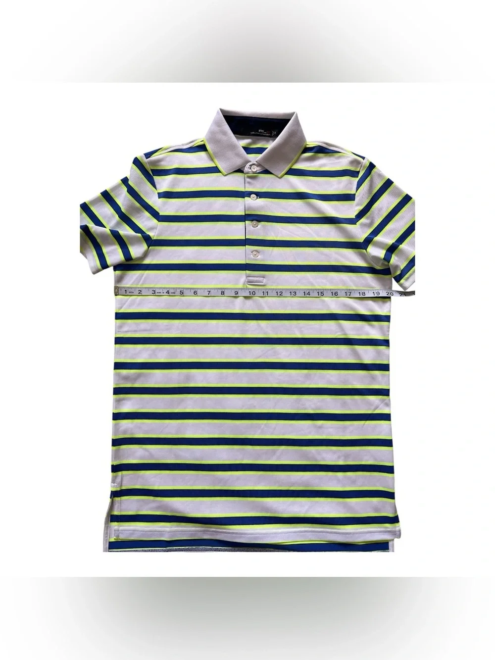 Ralph Lauren Men’s Navy and Lime Striped Polo